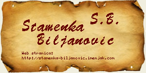 Stamenka Biljanović vizit kartica